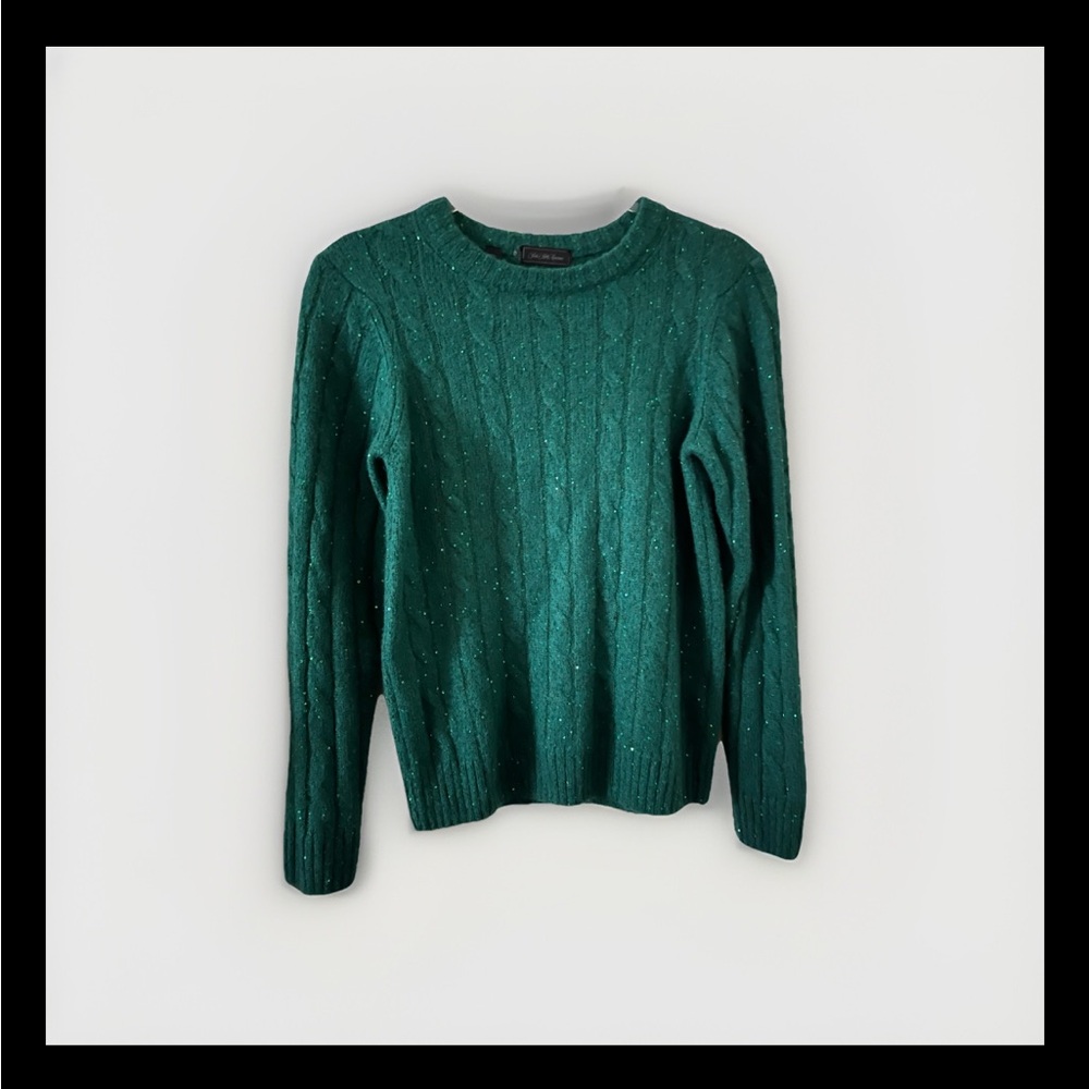 Saks Fifth Avenue Green Cable Knit Sweater